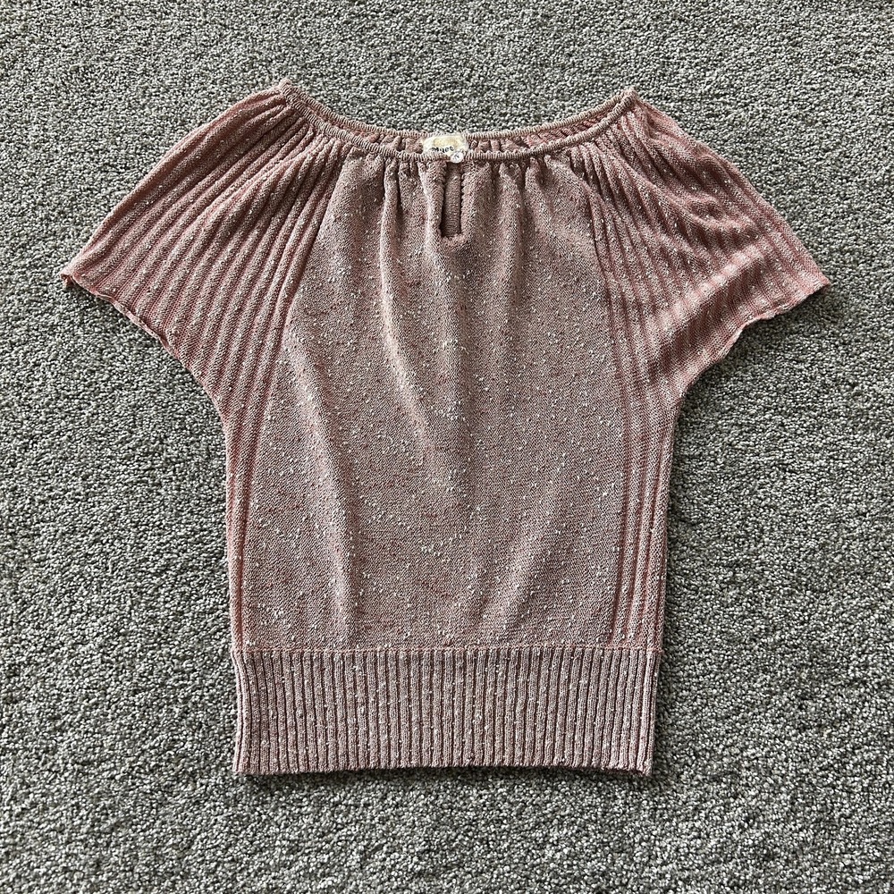 Vintage Duet Sweater Womens M Pink Short Sleeve Dolman Boat Neck Knit Pullover